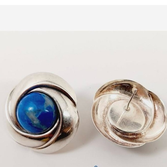 Vintage Sterling Silver Round Earrings - Picture 5 of 6